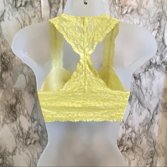 Free People Galloon Lace Racerback Yellow, sz XS - Picture 4 of 9